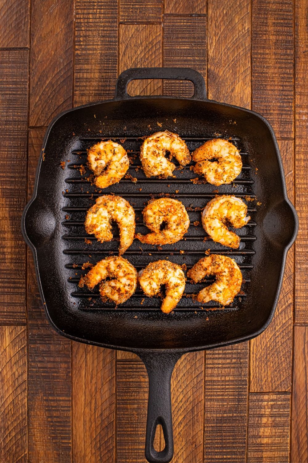 grilled pan with Cajun Grilled Shrimp placed on it