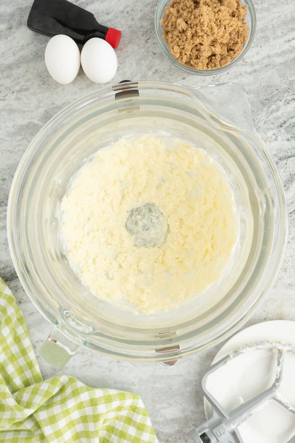 butter and sugar creamed together in bowl on table