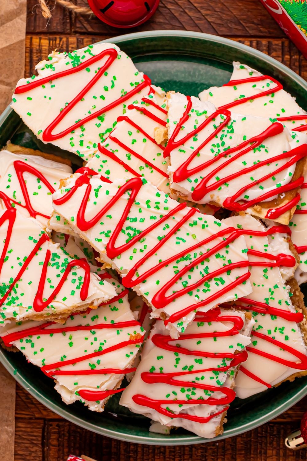 Christmas Tree Crack on a plate stacked on top of each other 