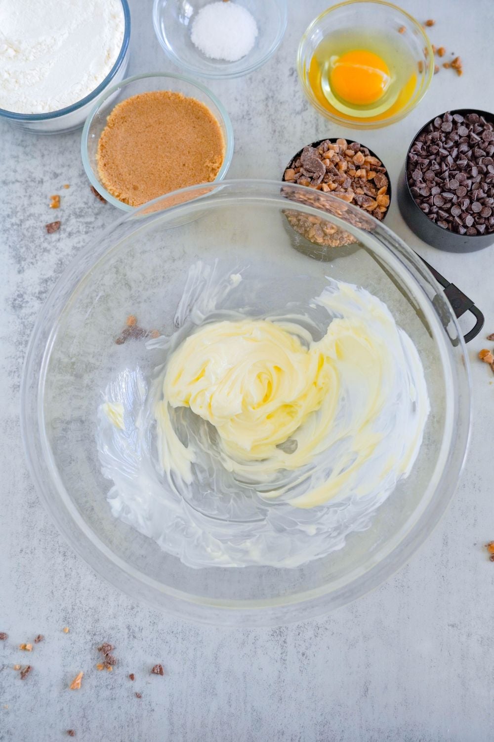 creamed butter in a bowl