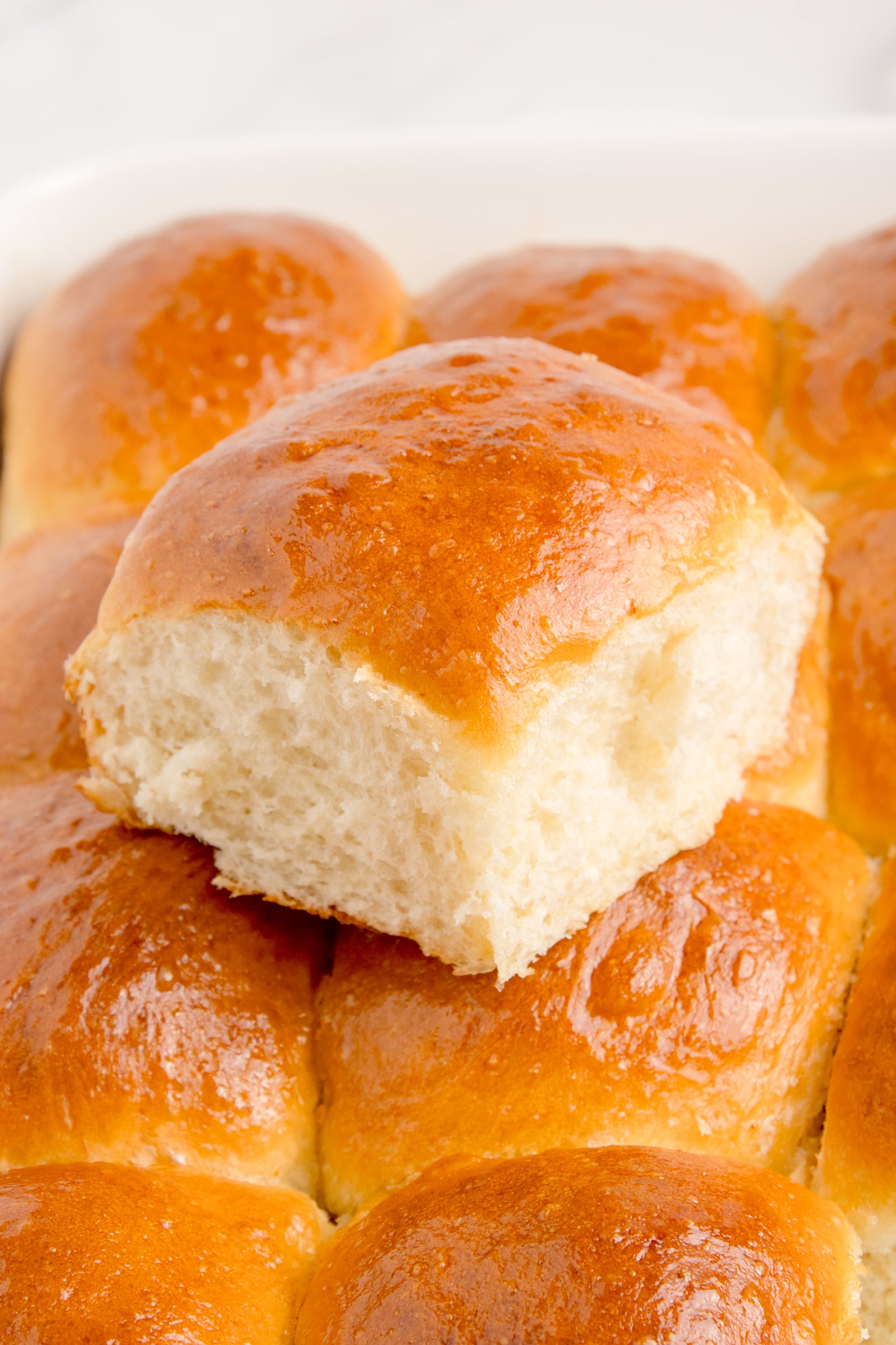 Pull Apart Dinner Rolls up close showing texture