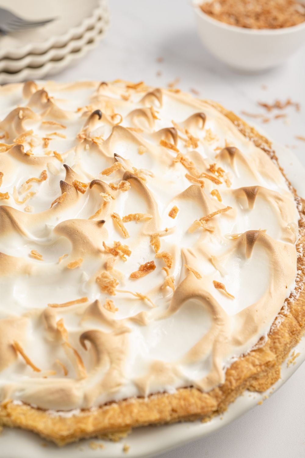 Coconut Meringue Pie on table 