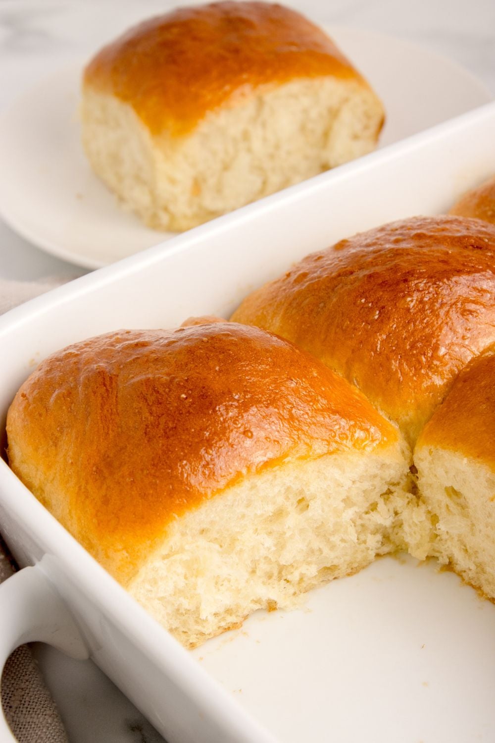 Pull Apart Rolls in a baking dish on table