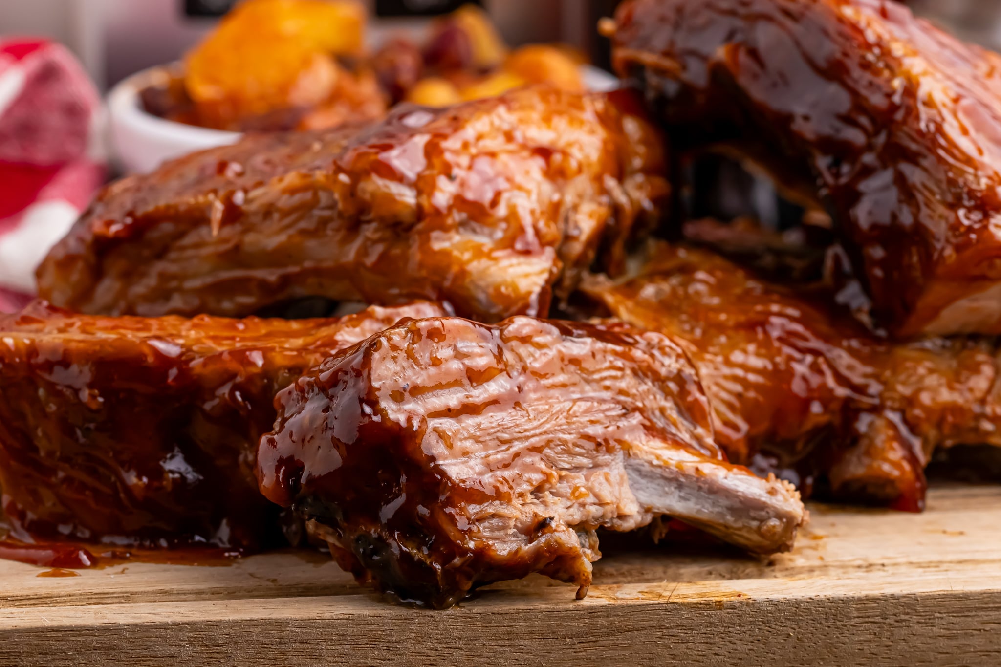Coca cola ribs on a cutting board