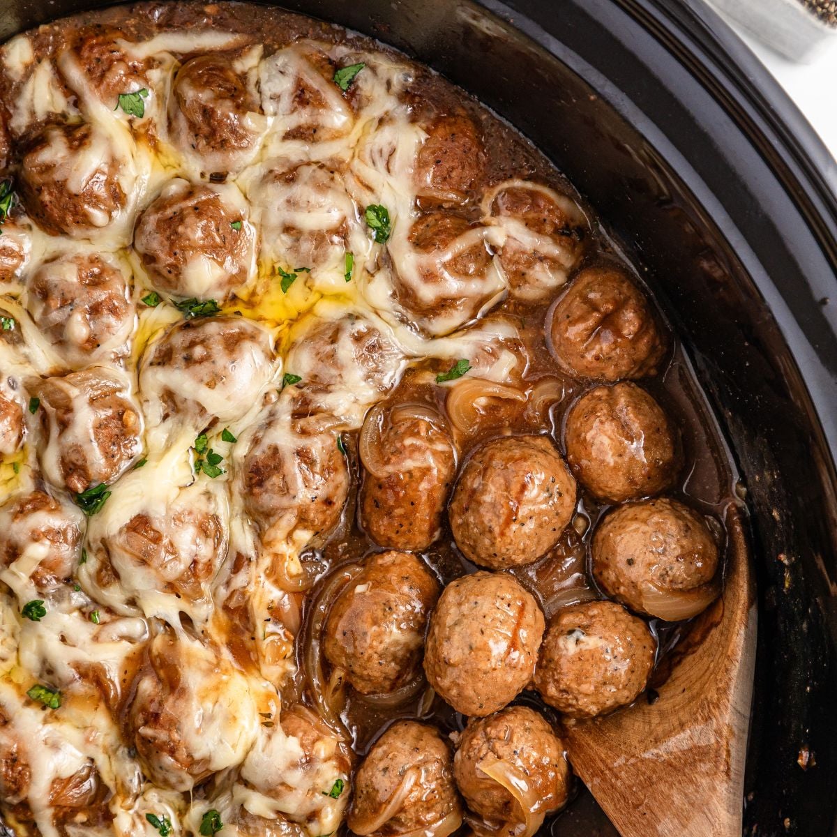Crock Pot French Onion Meatballs
