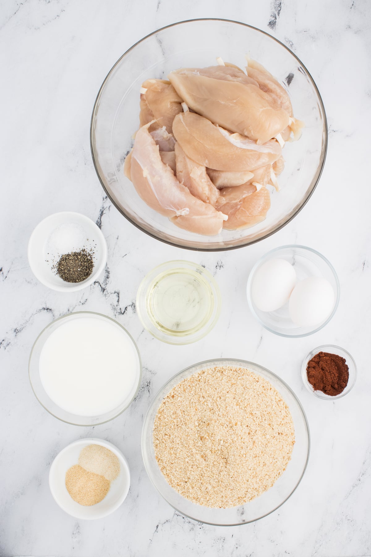 Air Fryer Chicken Tender ingredients all laid out