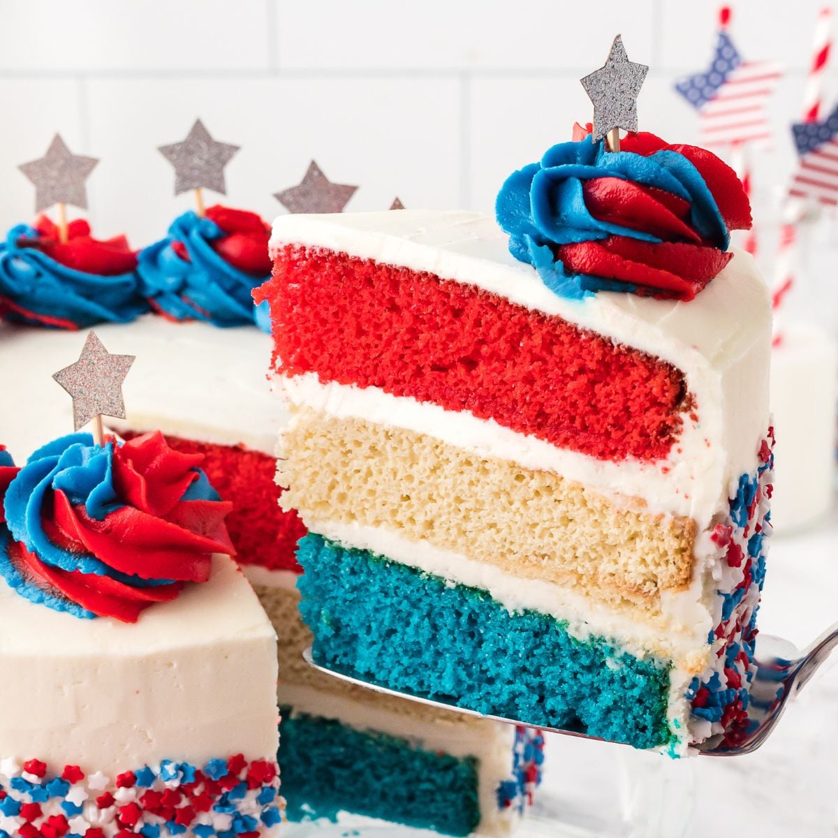 American Flag Layered Cake