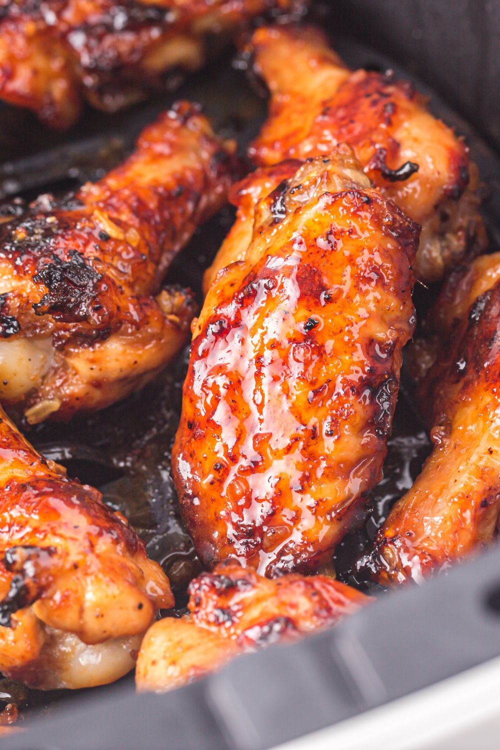 close up look of air fried crispy chicken wings