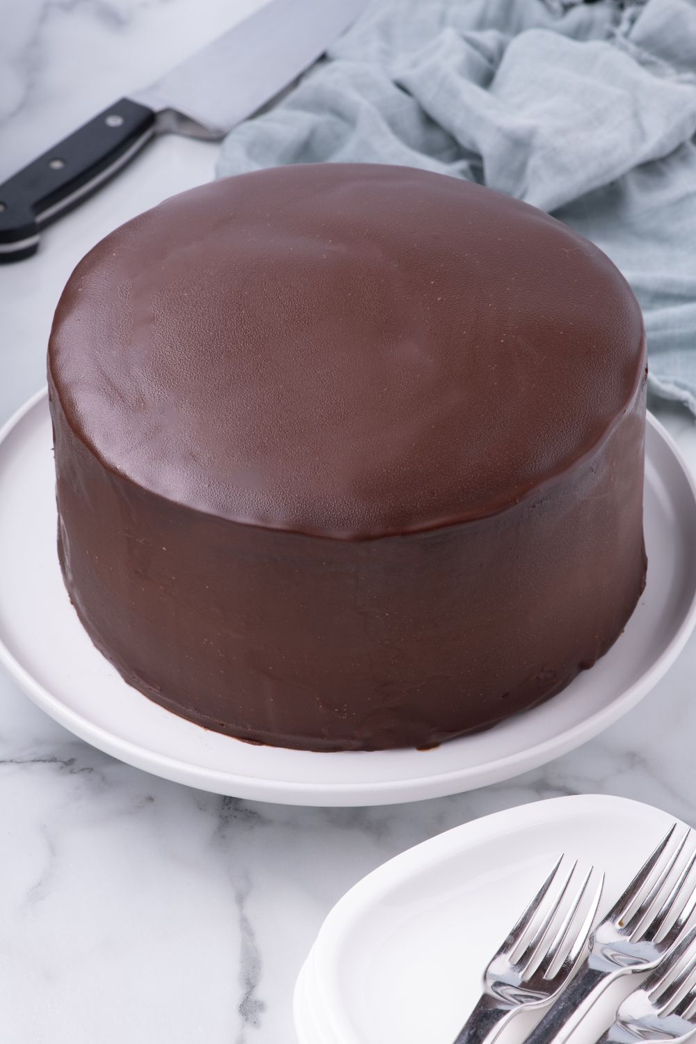 Ding Dong Cake sitting on a plate on table