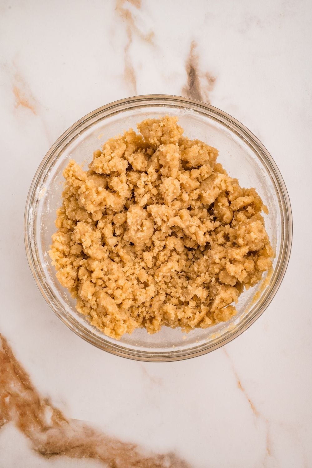 crumble topping for Strawberry Coffee Cake in a small bowl