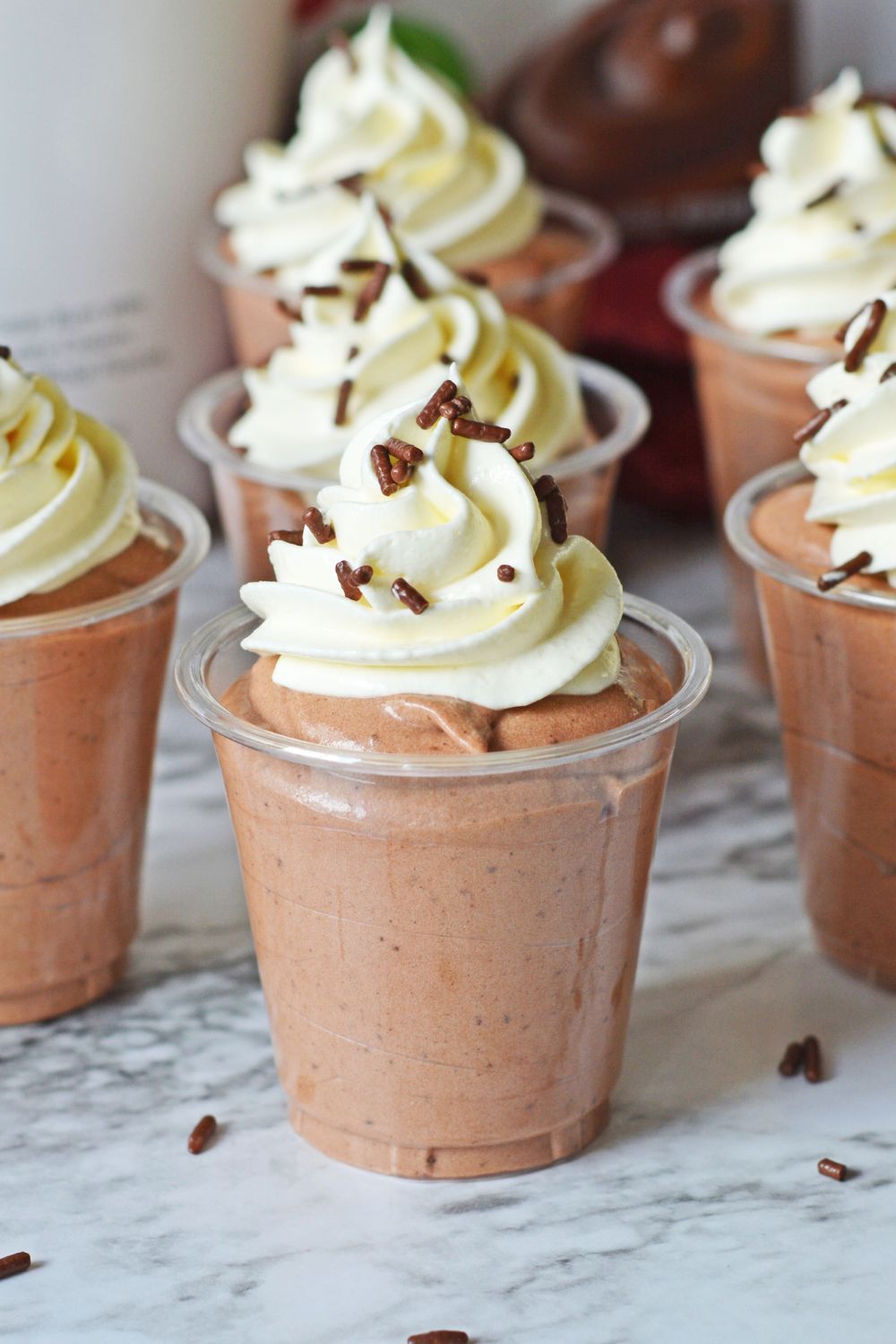 Rumchata Pudding Shots in shots on table 