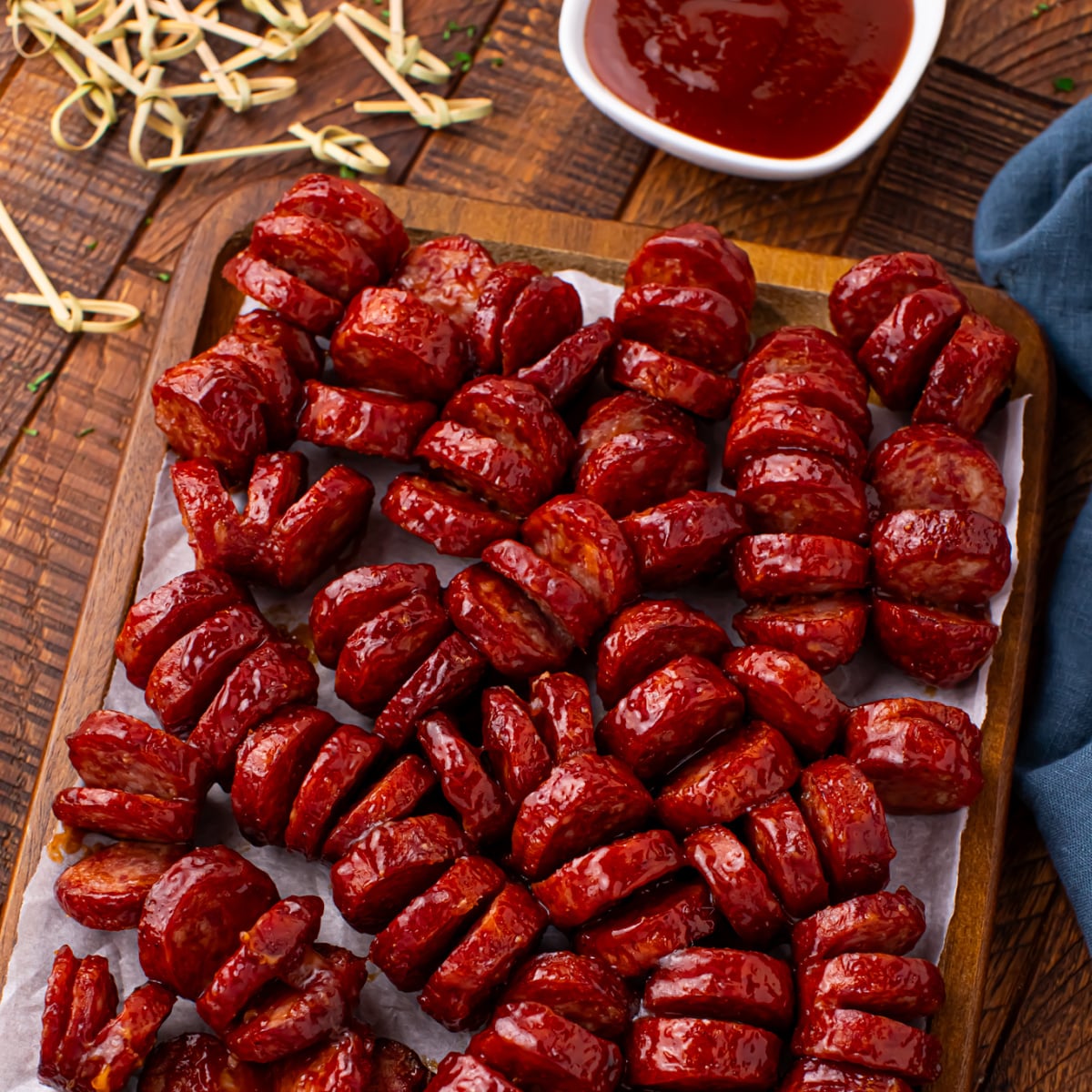 BBQ Hasselback Smoked Sausages