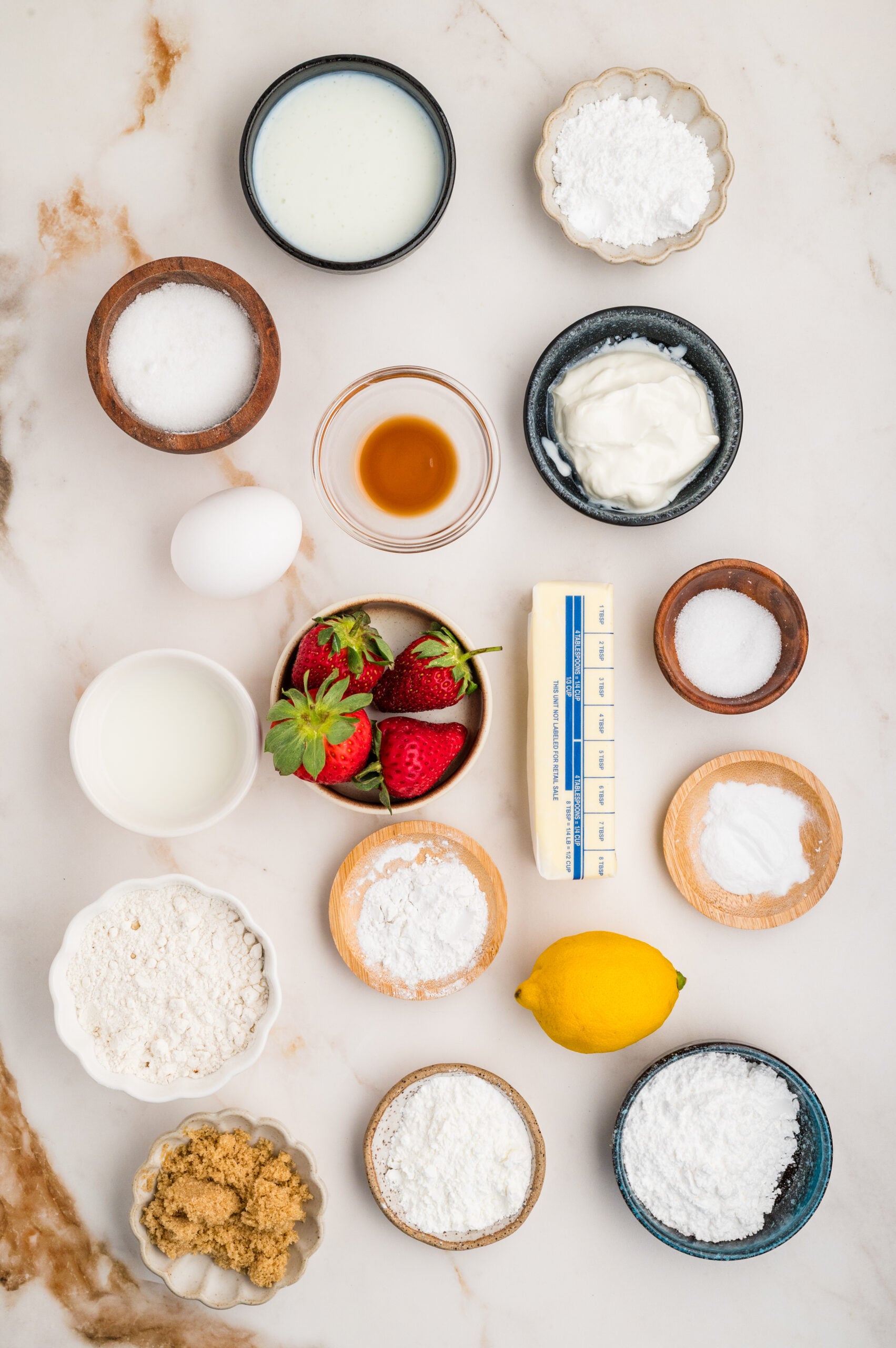 Strawberry Coffee Cake ingredients laid out