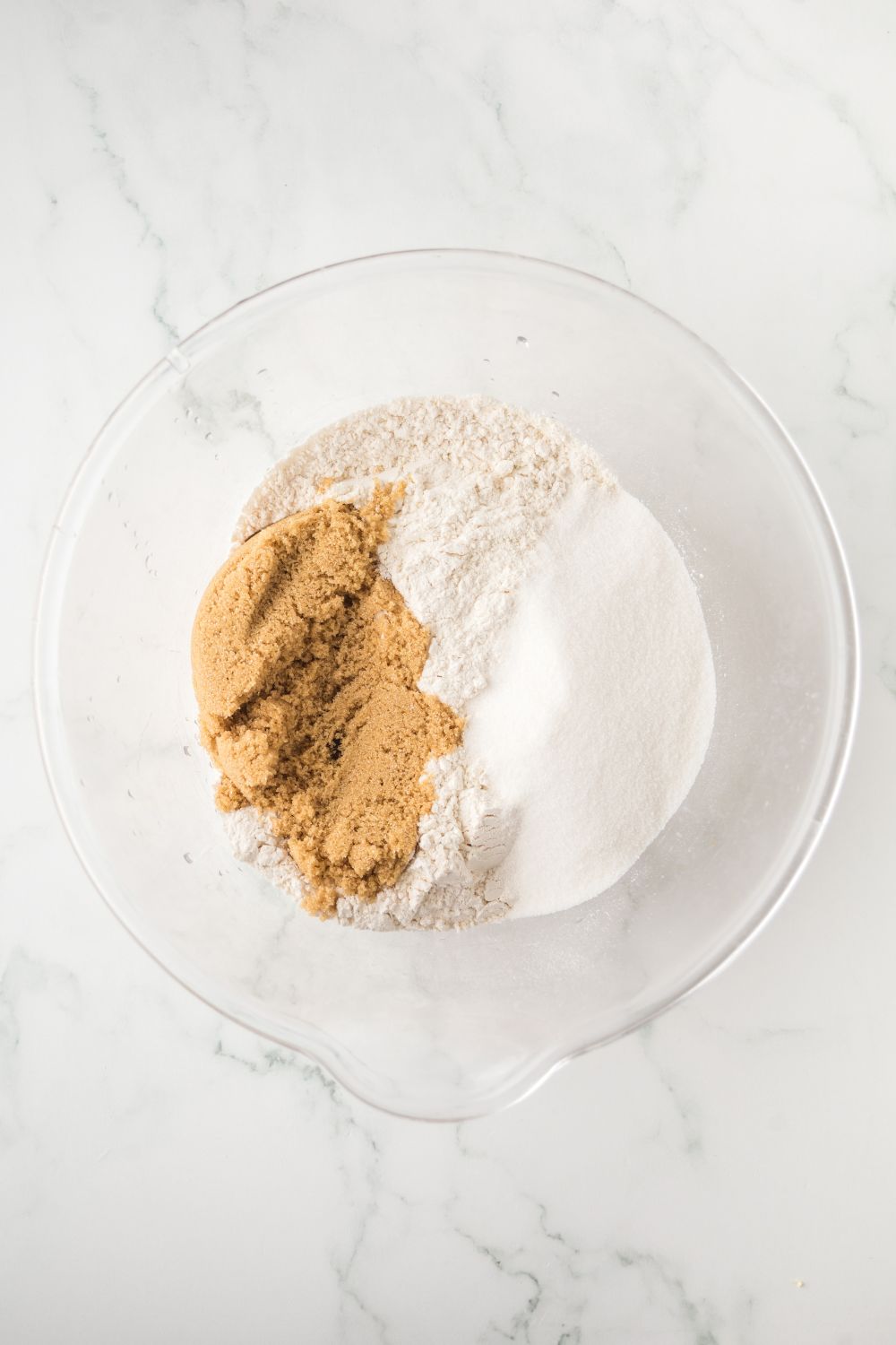 dry ingredients in glass bowl for Blueberry Crumb Bars