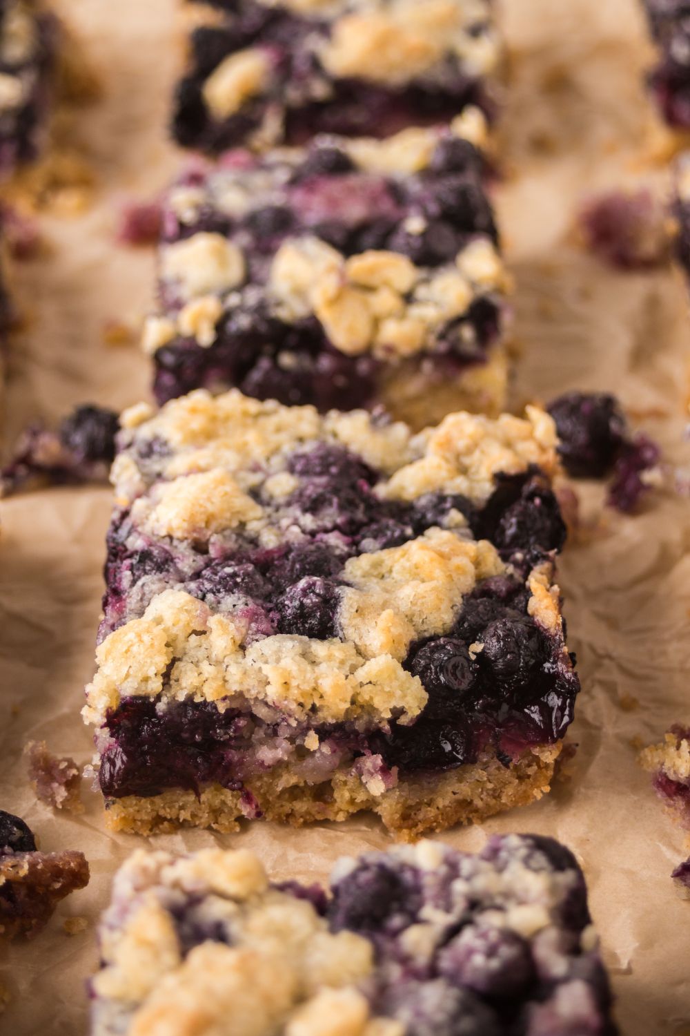 blueberry crumble squares on table