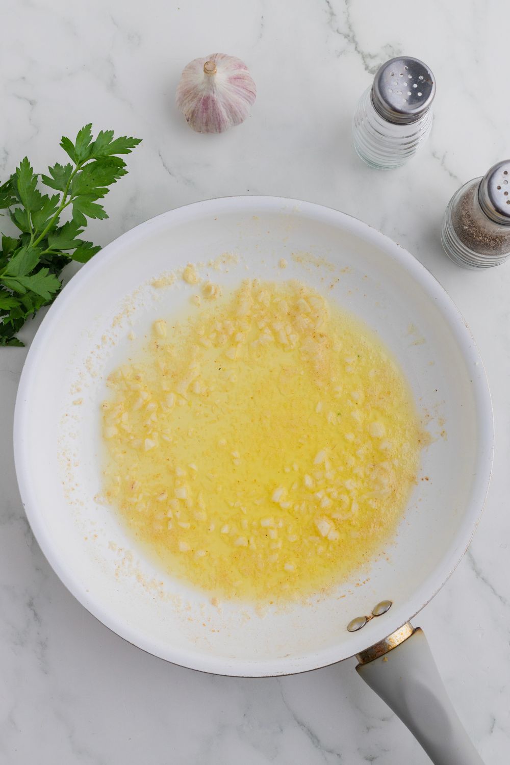 garlic butter in skillet