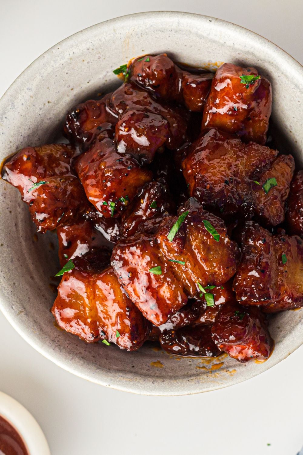 bowl with Smoked Pork Belly Burnt Ends
