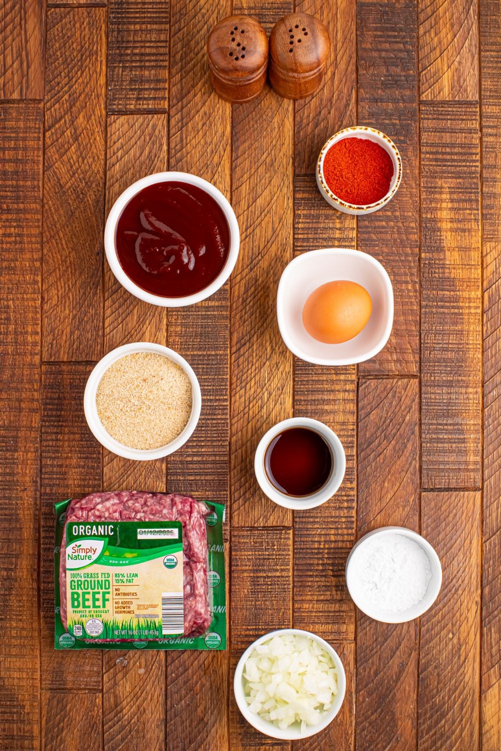 ingredients for Crockpot Homemade BBQ Meatballs on table in single serve containers
