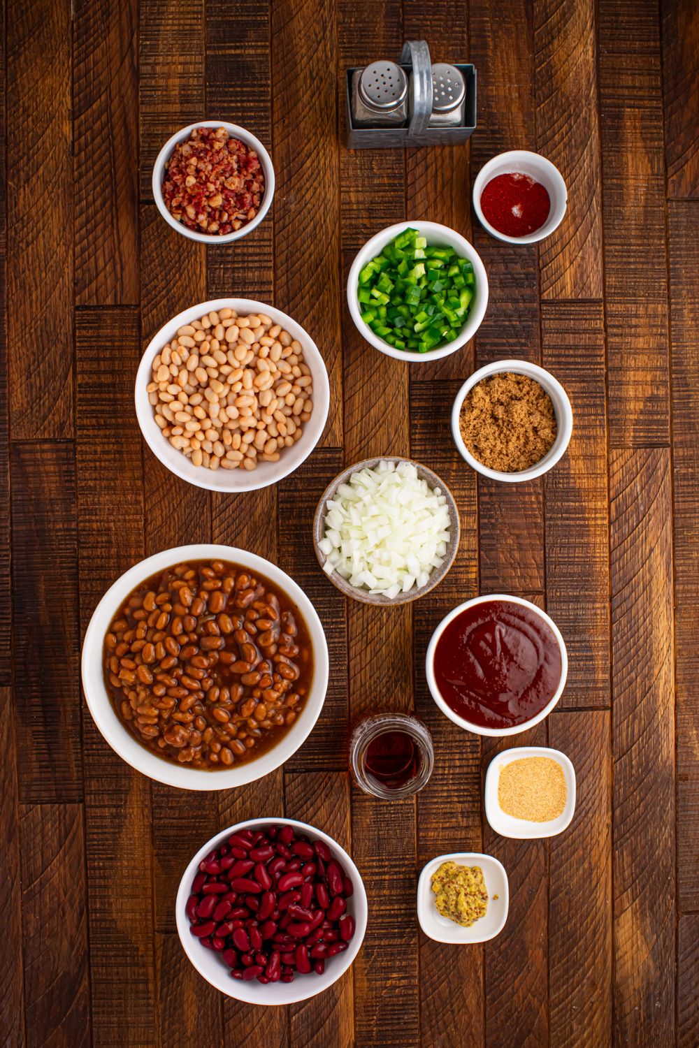 ingredients for Crockpot bourbon baked beans in single serve containers