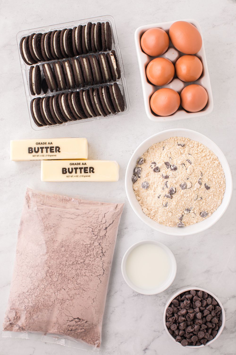 ingredients for Slutty Brownies on table to show what is in this recipe 