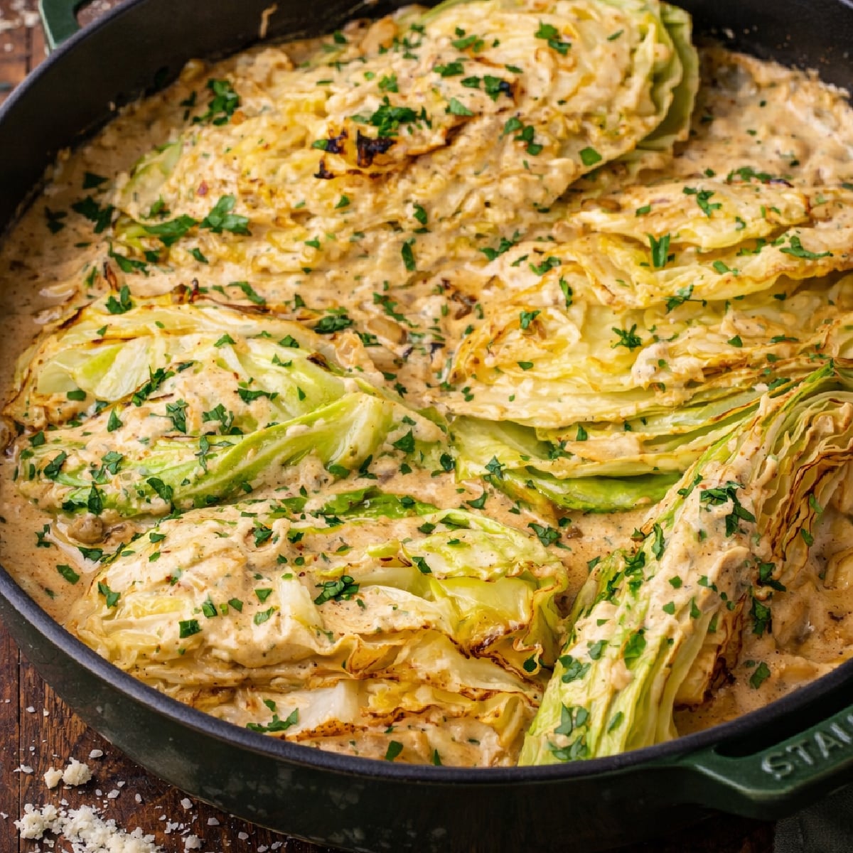 Creamy Garlic Parmesan Cabbage (Low Carb Skillet Recipe)