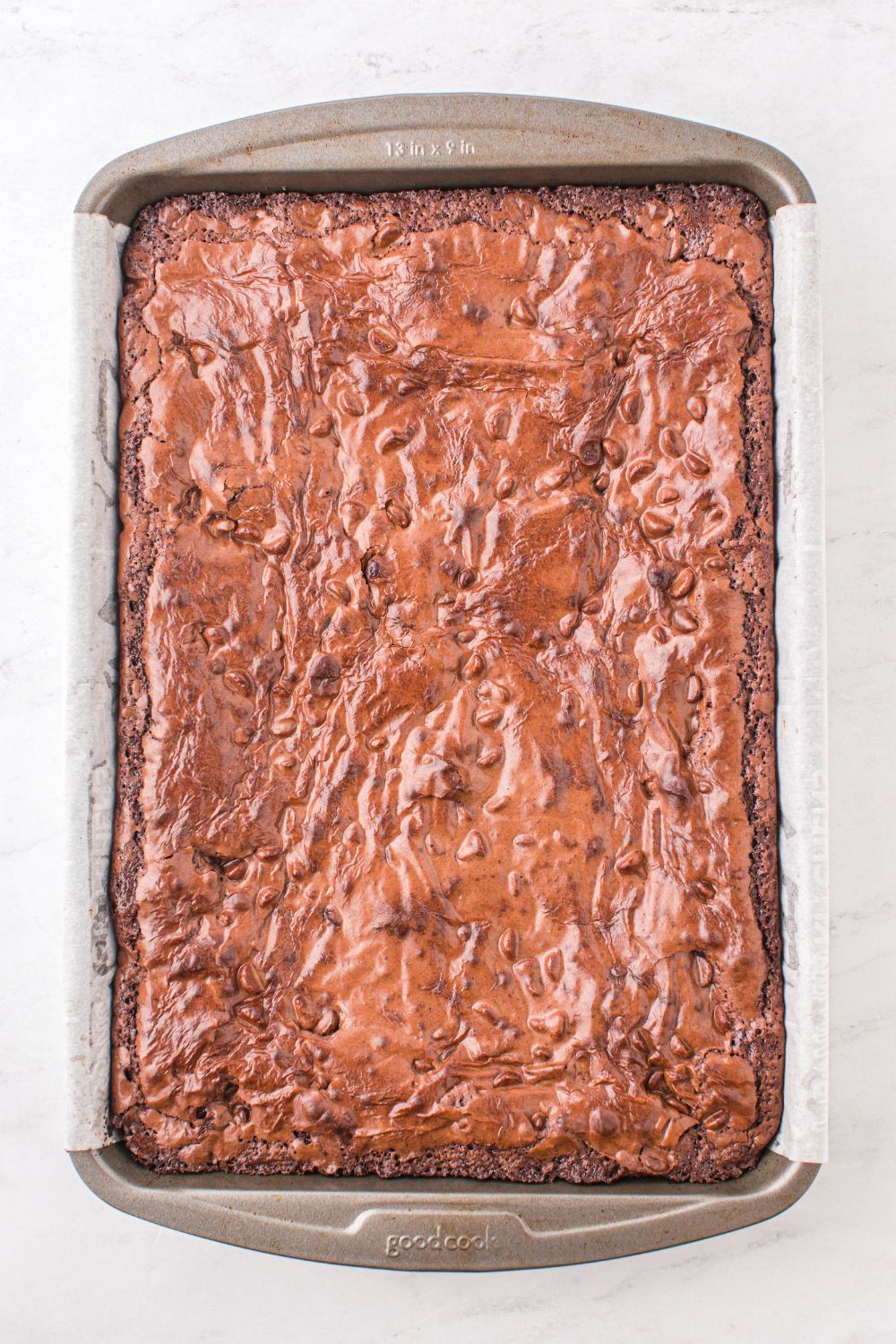 Slutty Brownies in a baking tray on table 