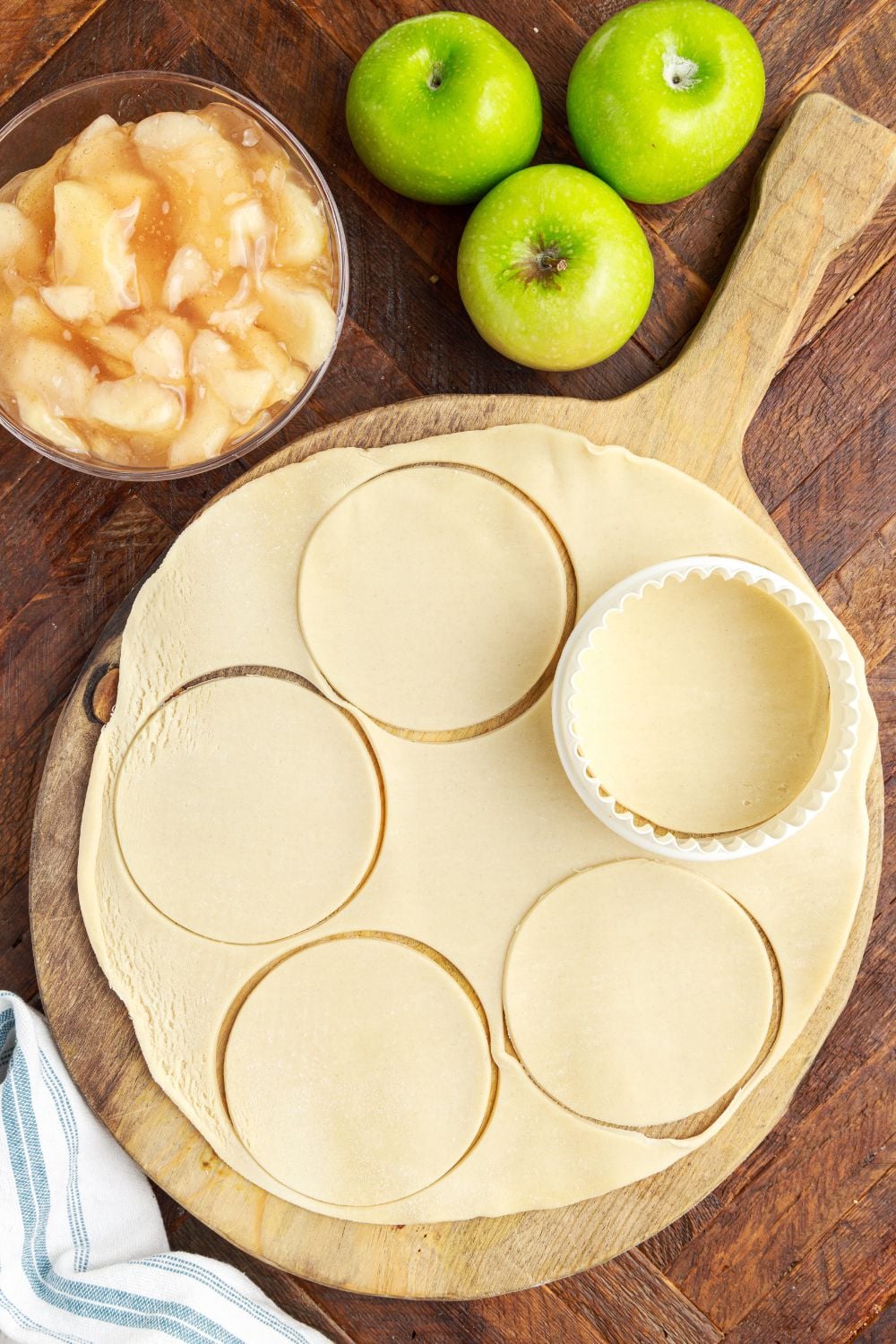 pie dough rolled out and cut into circles