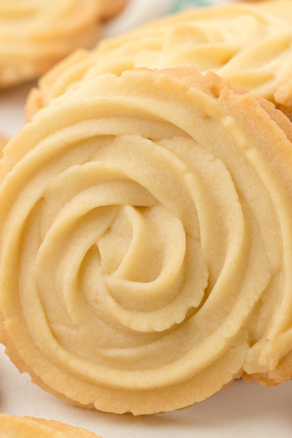 close up of Butter Cookie on its side to see the swirl