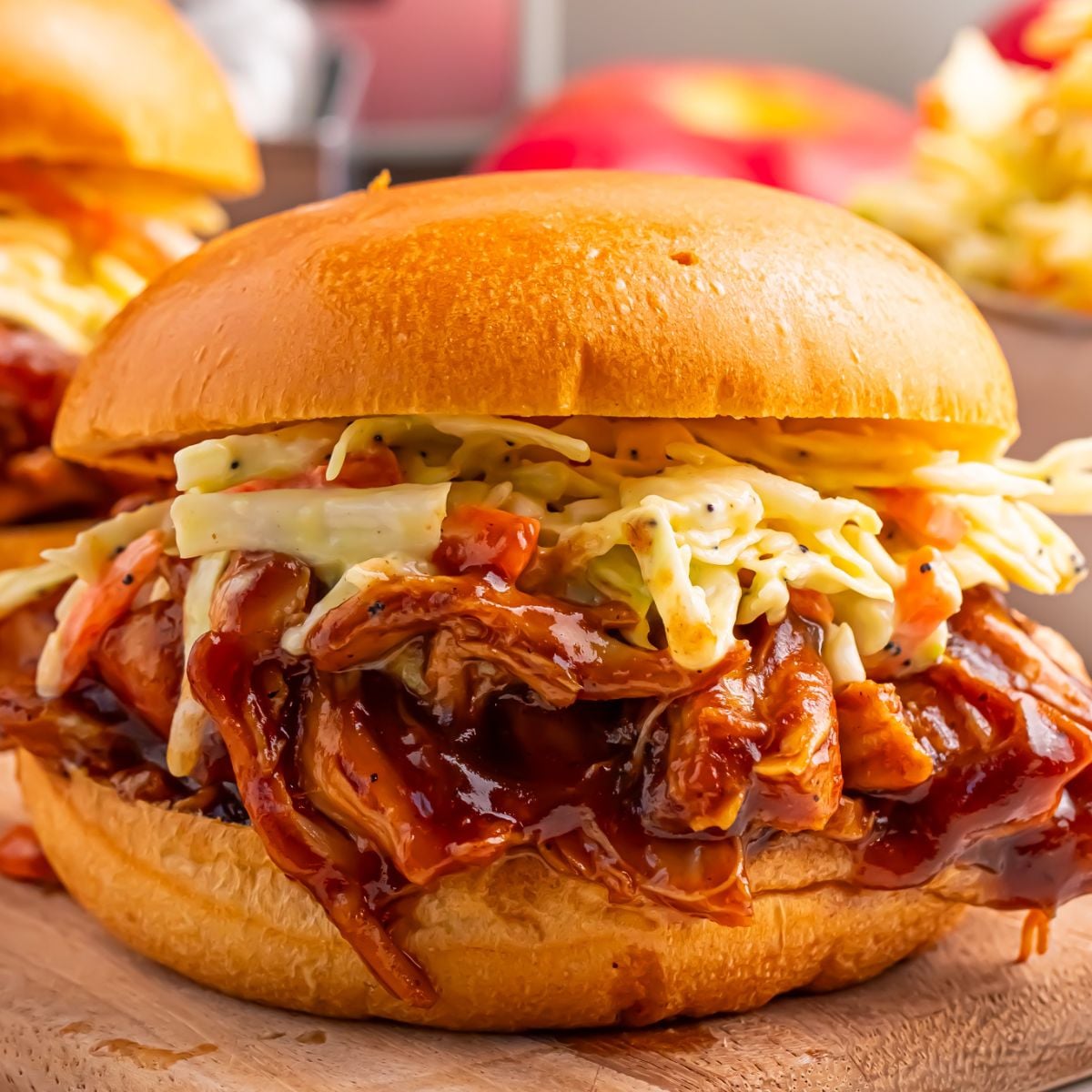 Crockpot Apple Butter BBQ Pulled Chicken (Only 3 Ingredients!)