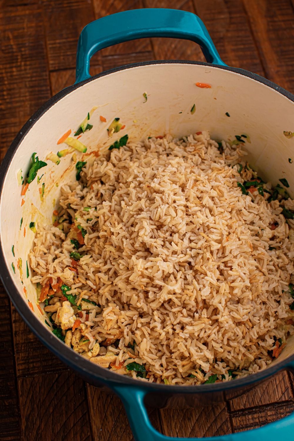 all ingredients to make Homemade Turkey and Rice Dog Food with Veggies all in a pot 