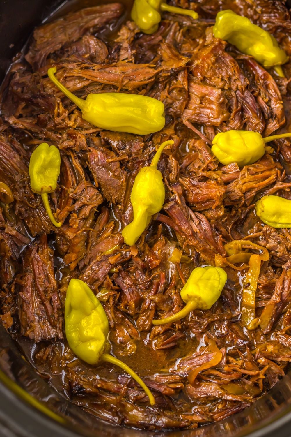 close up of Slow Cooker with Mississippi Pot Roast inside