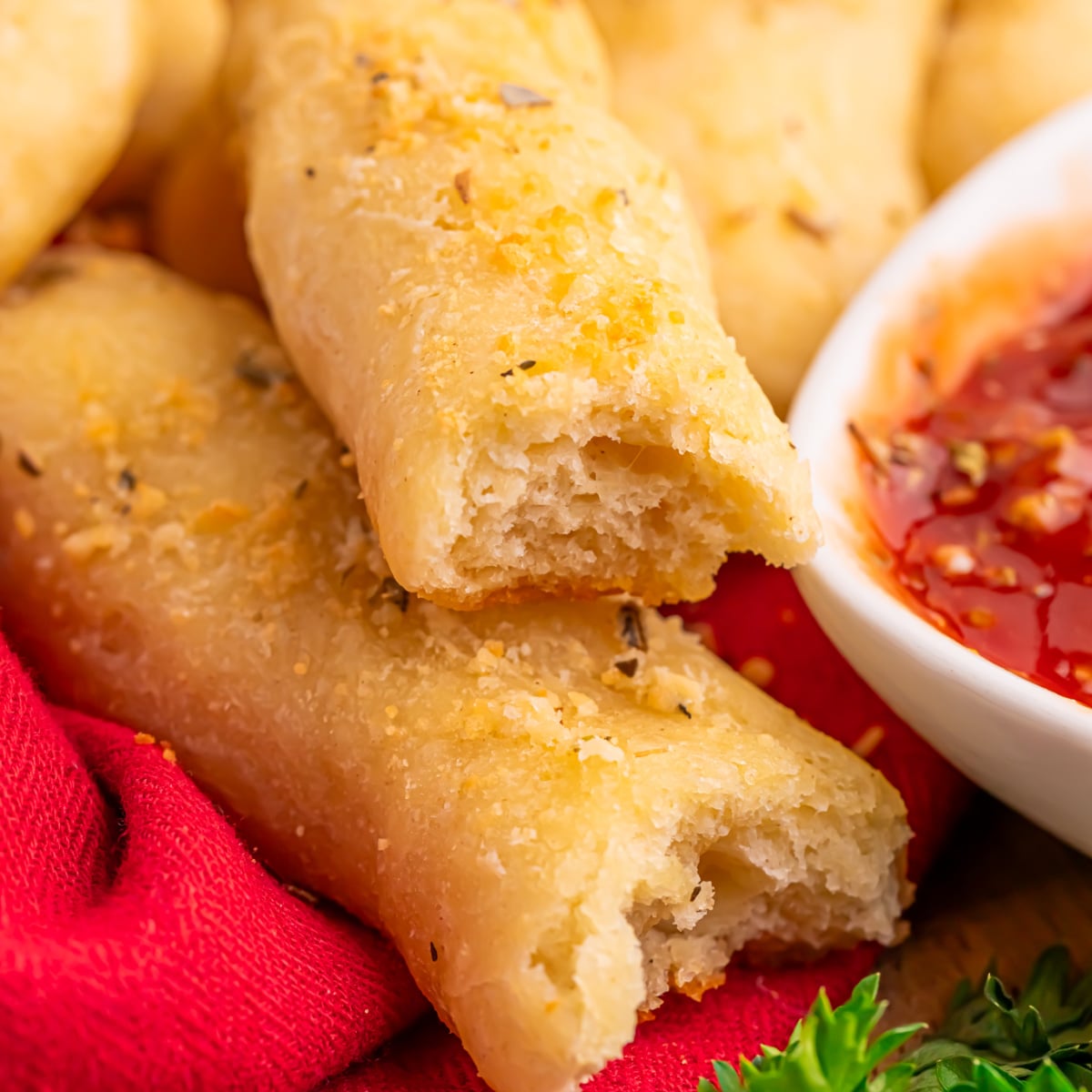 2 Ingredient Garlic Parmesan Breadsticks – Easy and buttery!