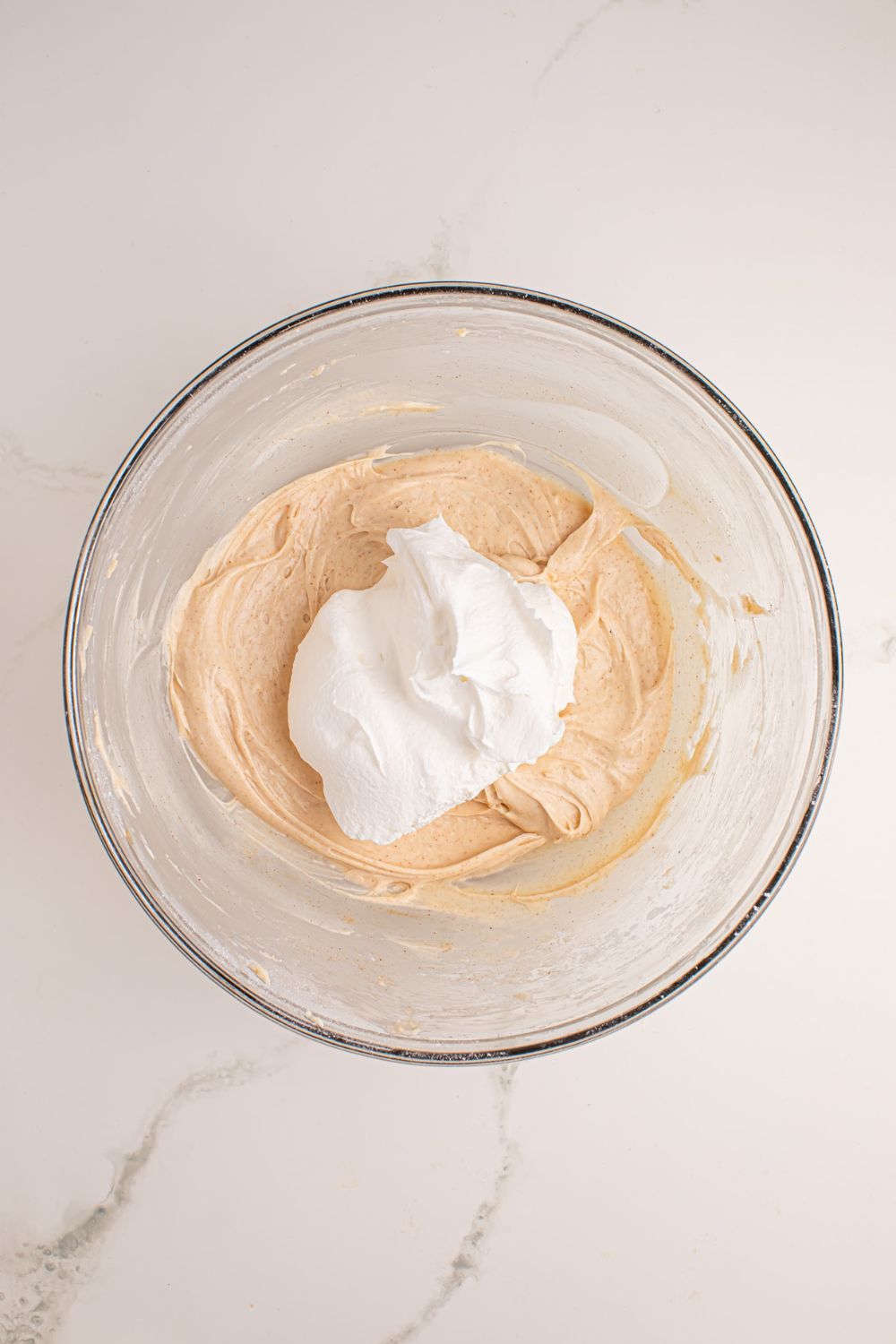 assemble of No Bake Apple Cheesecake in pan