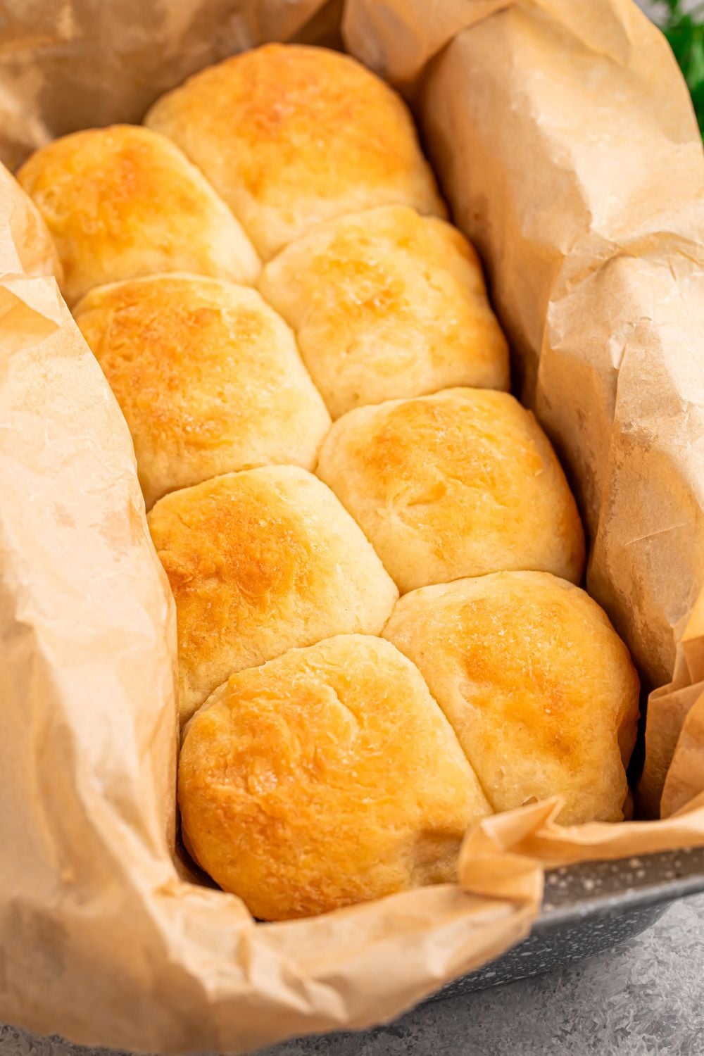 2 Ingredient Dinner Rolls in a pan on table