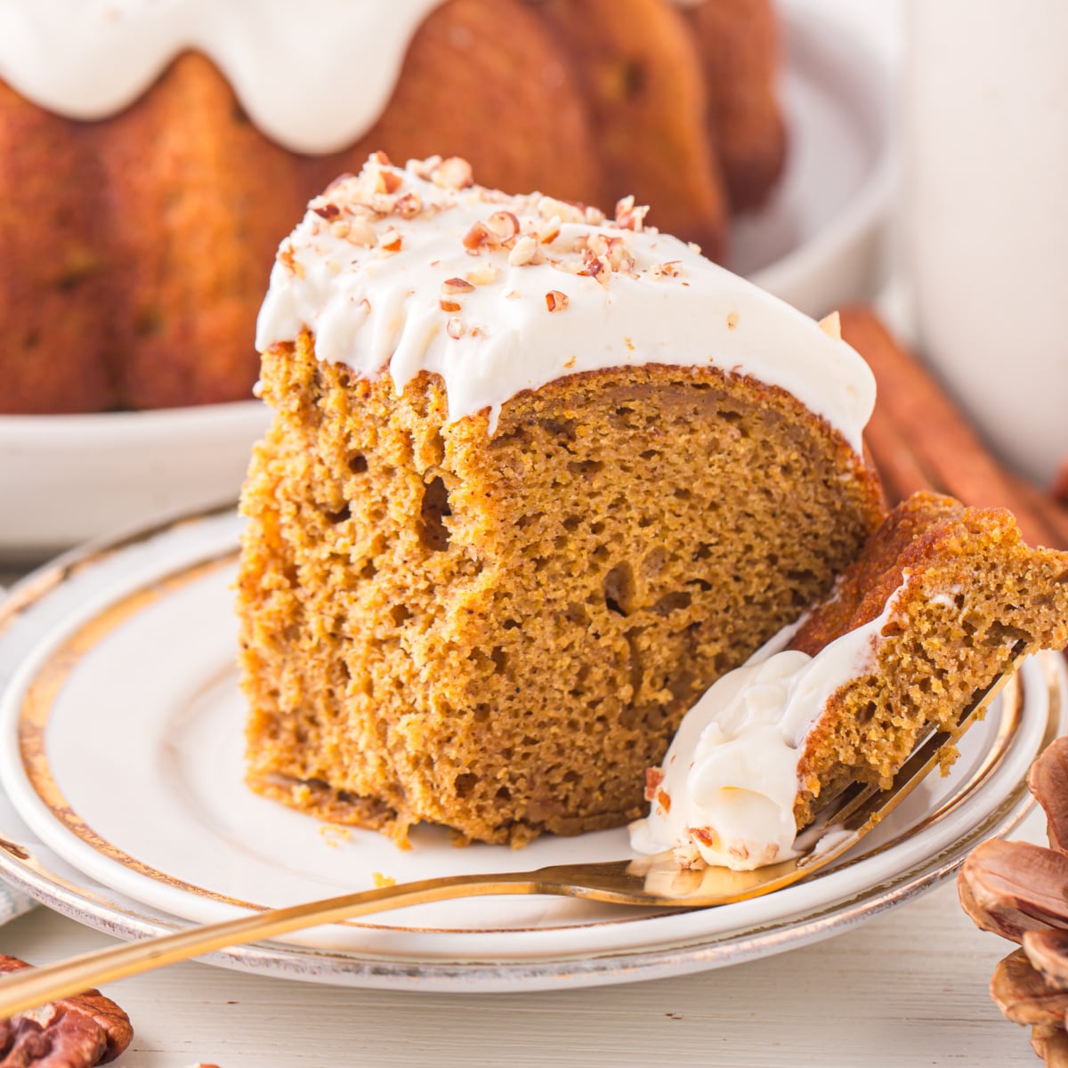 Pumpkin Bundt Cake with Cream Cheese Frosting