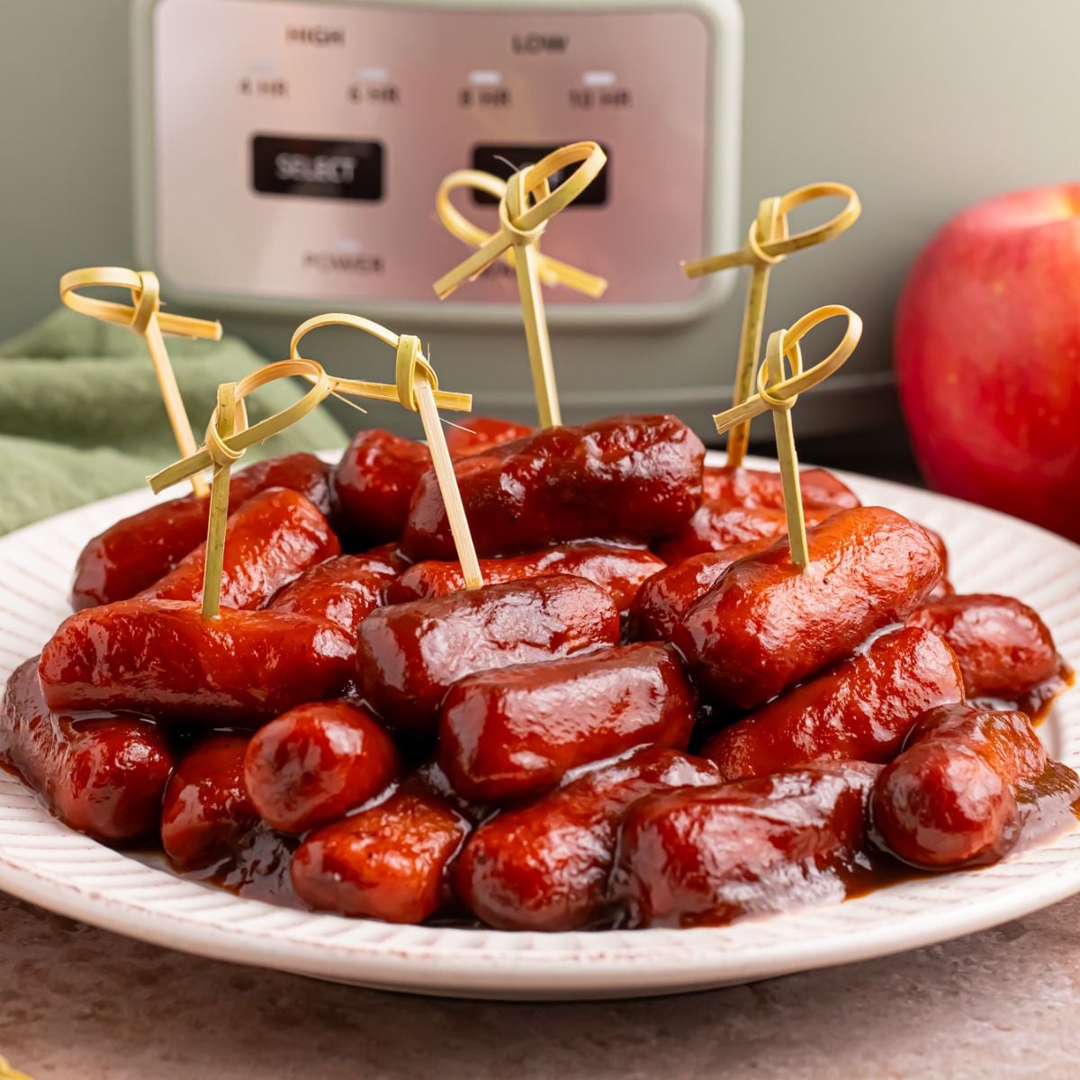 Crockpot Apple Butter BBQ Little Smokies (Easy Appetizer!)