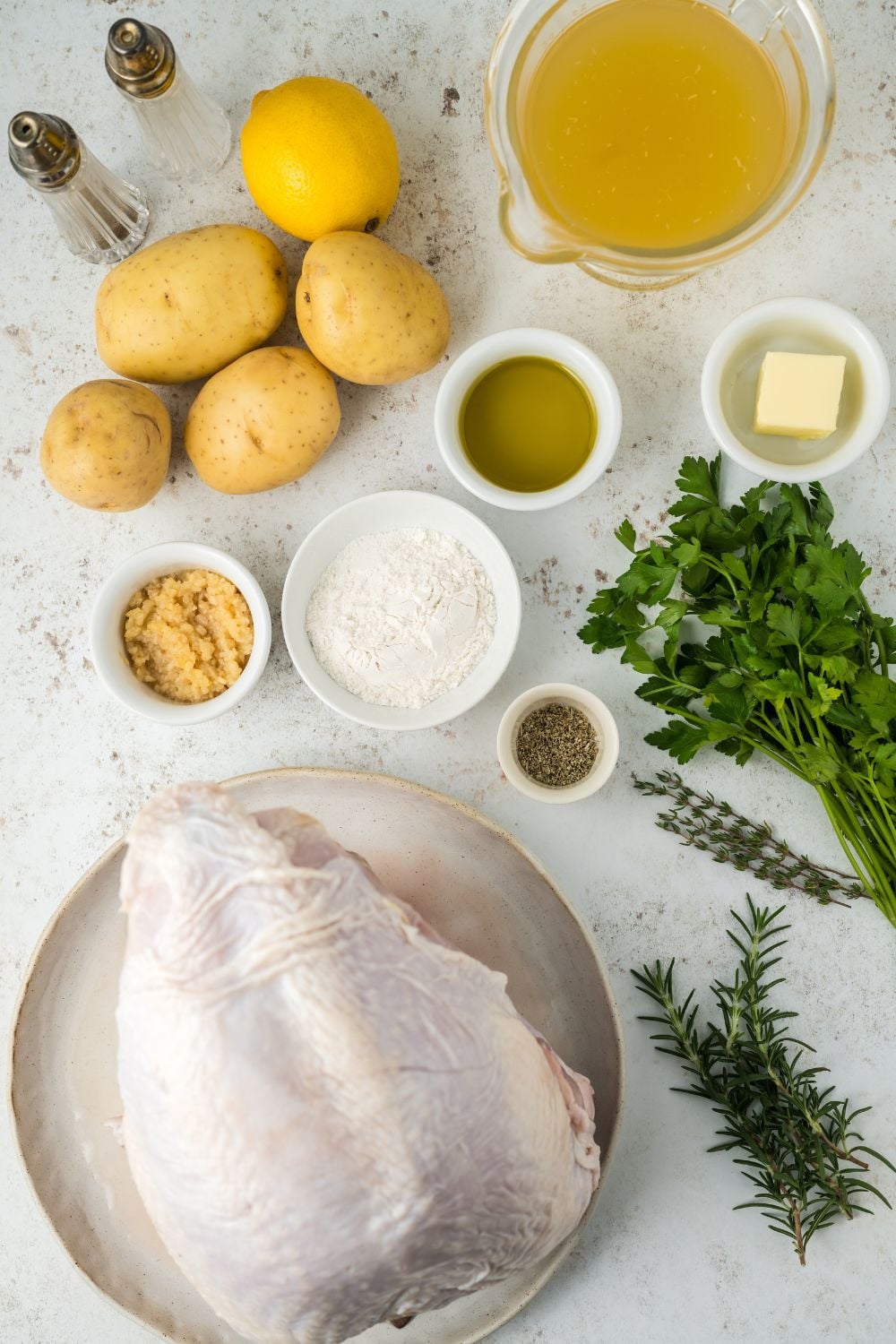 all the ingredients for making Roasted Turkey Breast in single serve containers