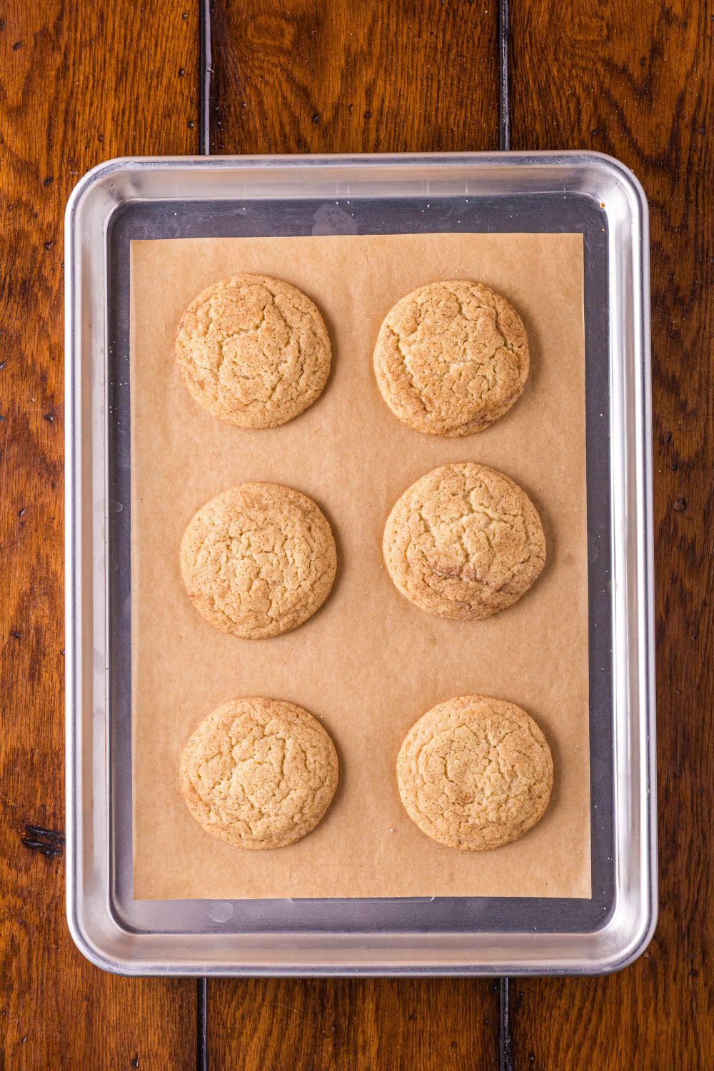 snickerdoodle cookies on a baking tray