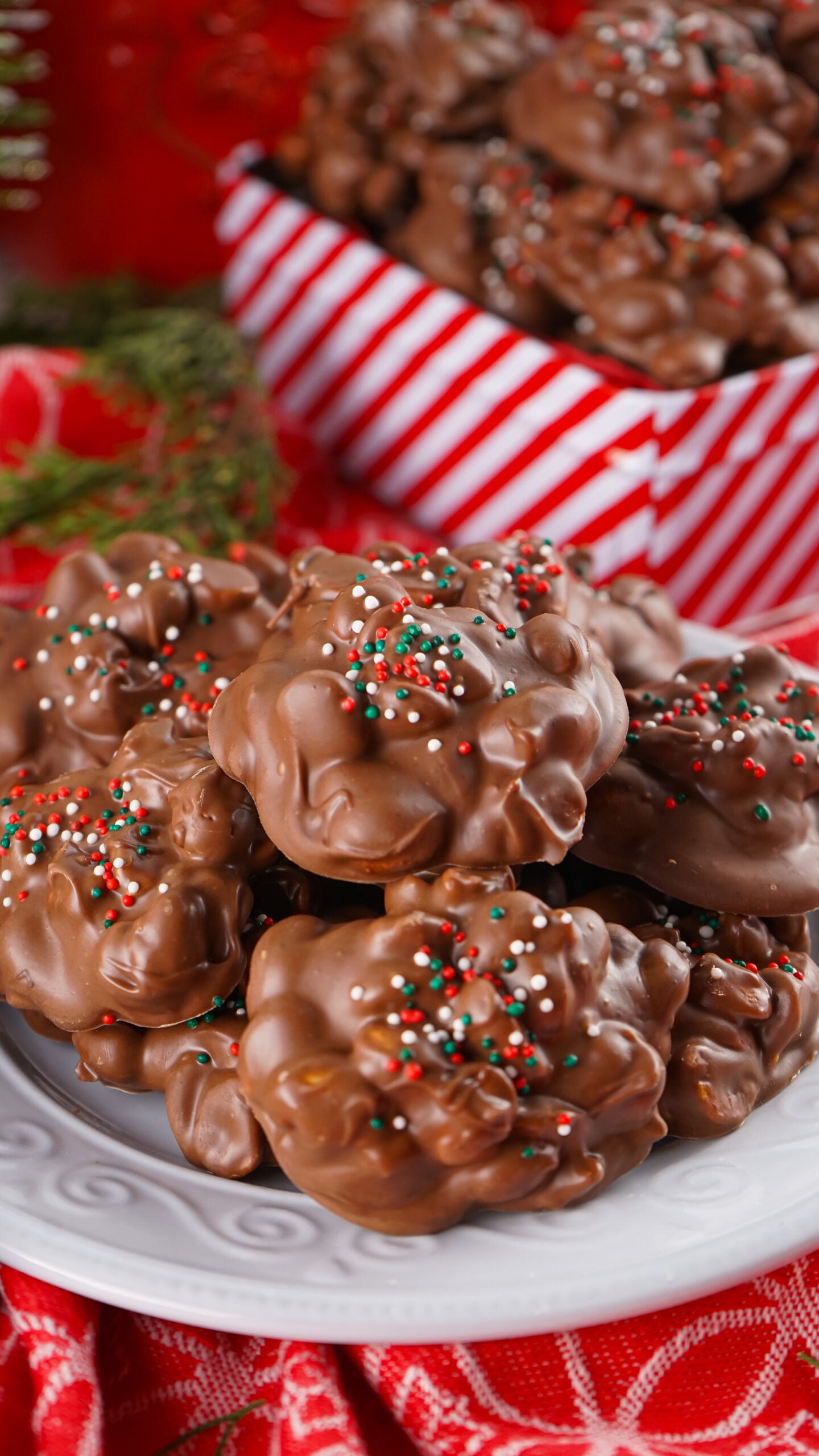 white plate filled with of the Crockpot Christmas Candy