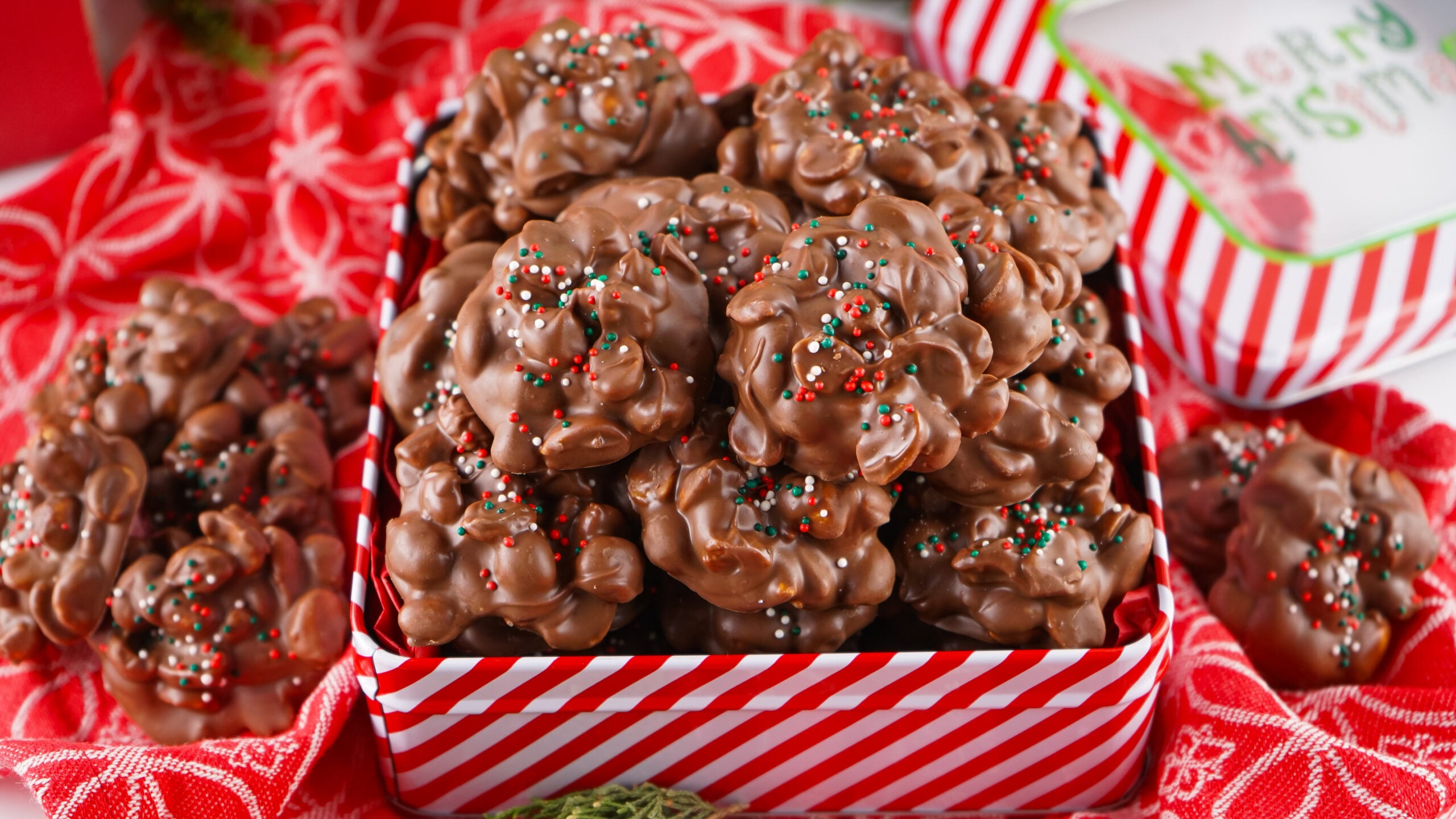 Crockpot Christmas Candy in a Cookie Tin