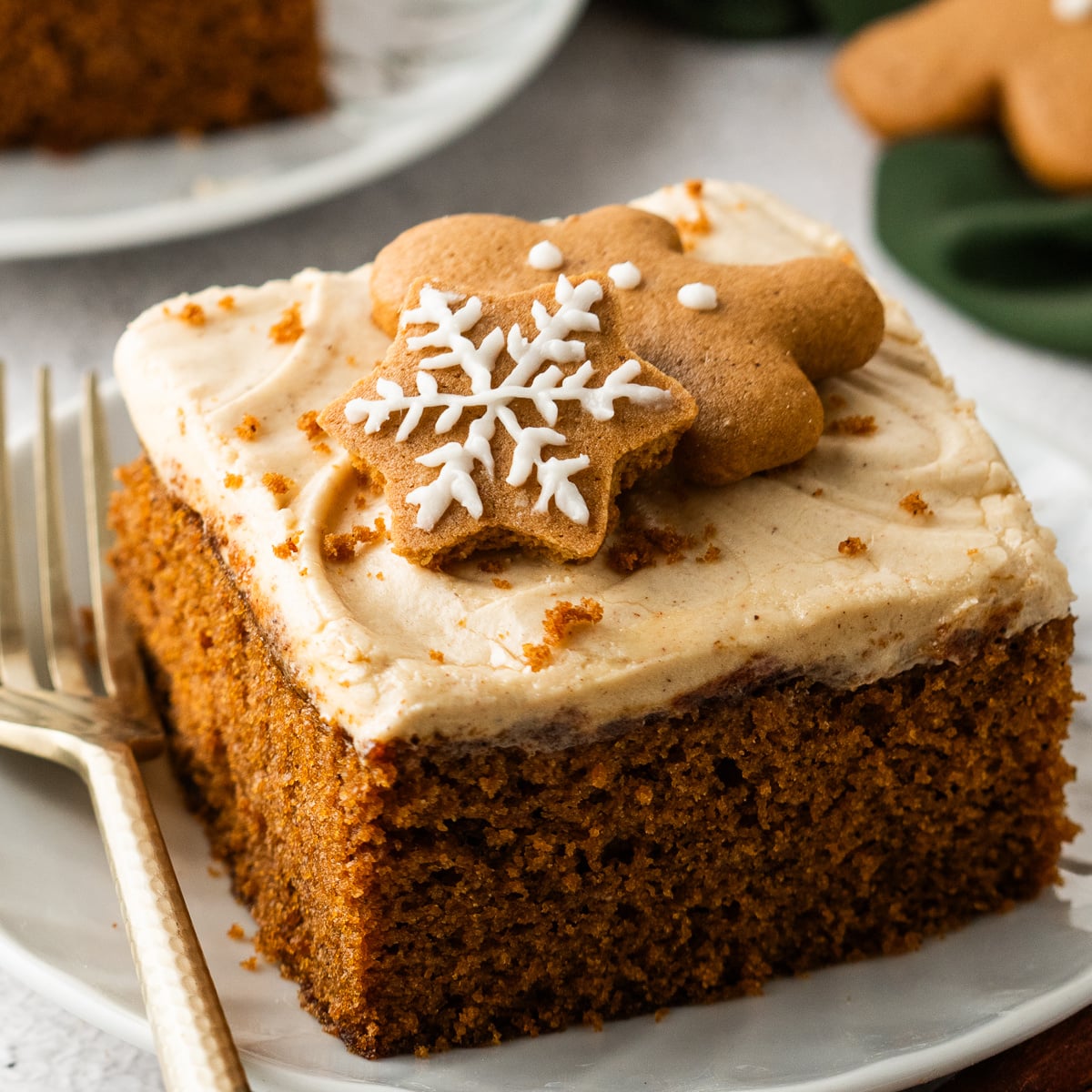 Gingerbread Cake with Gingerbread Cream Cheese Frosting (Easy Holiday Sheet Cake)