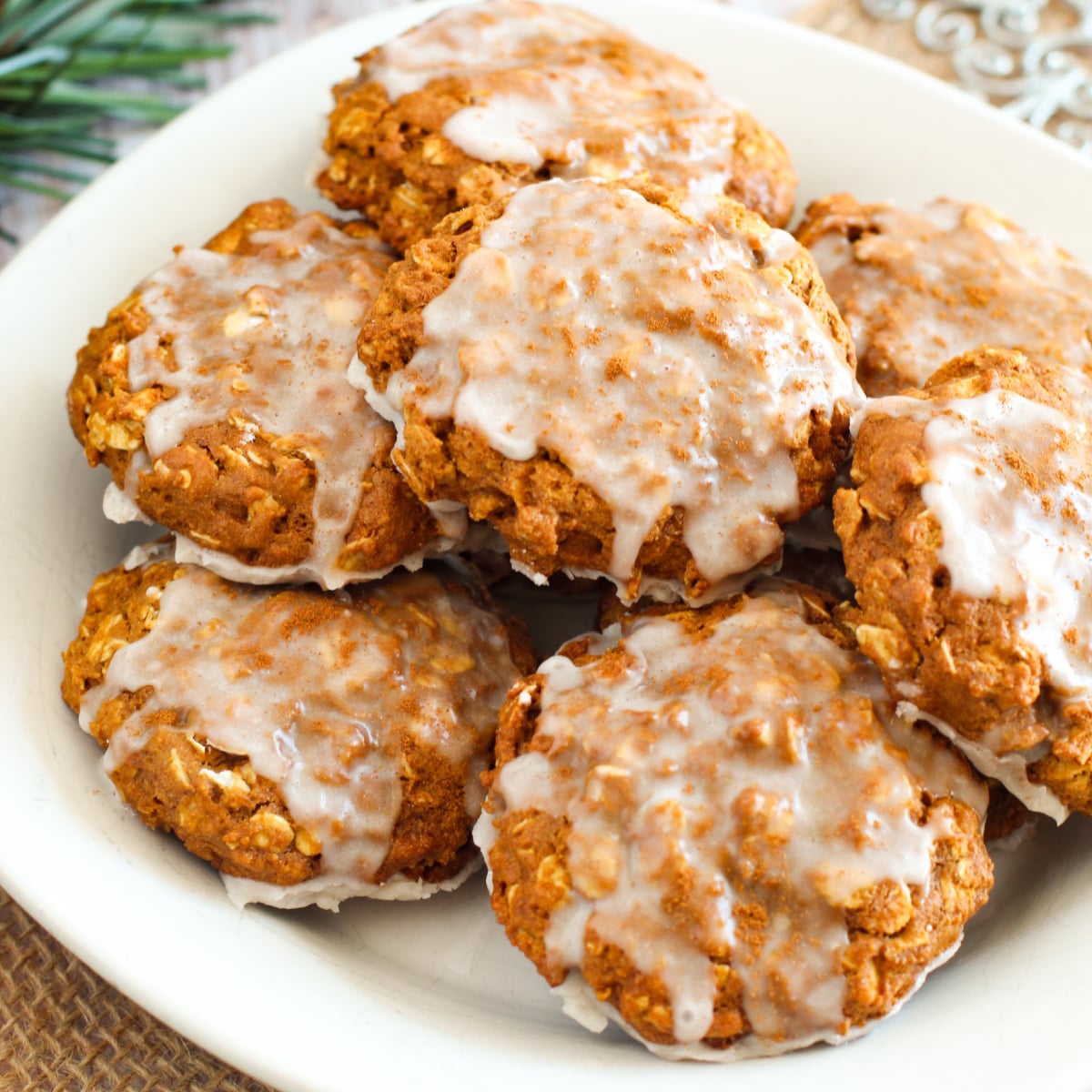 Iced Gingerbread Oatmeal Cookies (Soft, Chewy & Gluten-Free!)