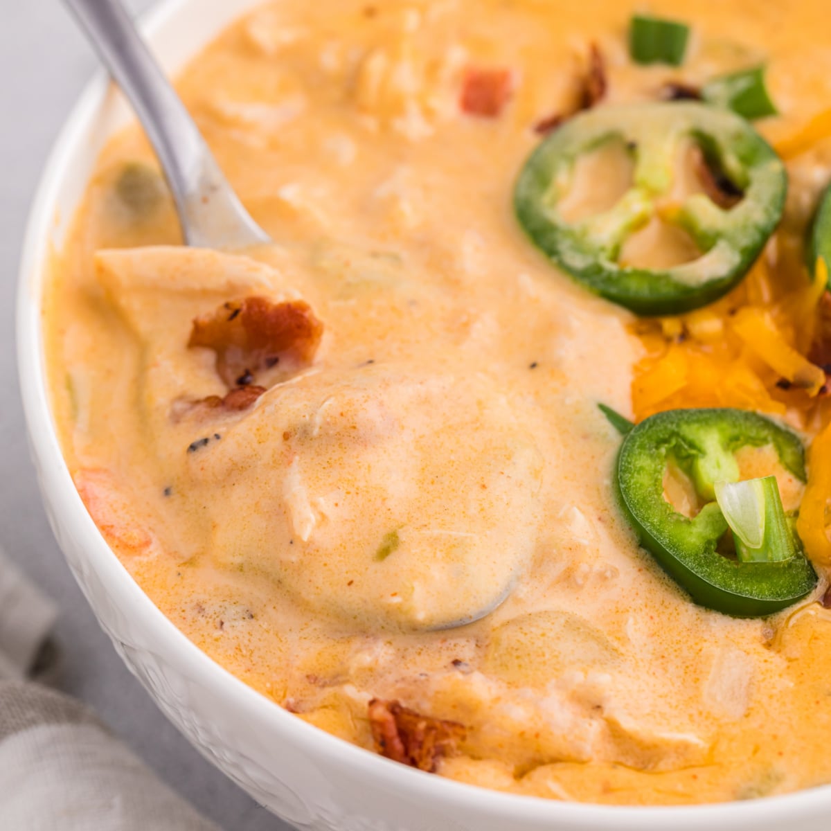 Jalapeño Popper Crack Chicken Soup (Creamy, Spicy & Loaded with Bacon)