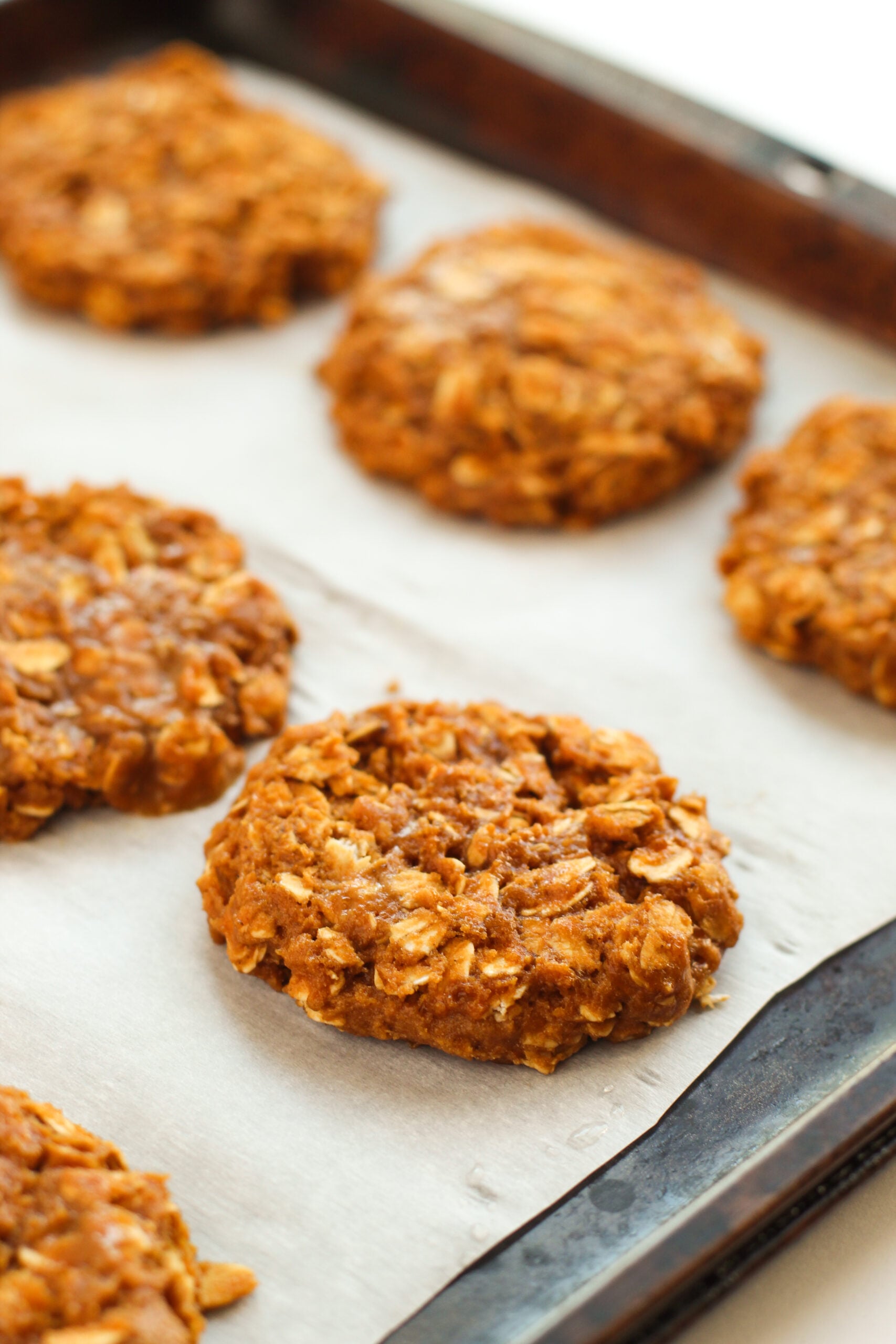 Iced Gingerbread Oatmeal Cookies placed on a cookie sheet unbaked