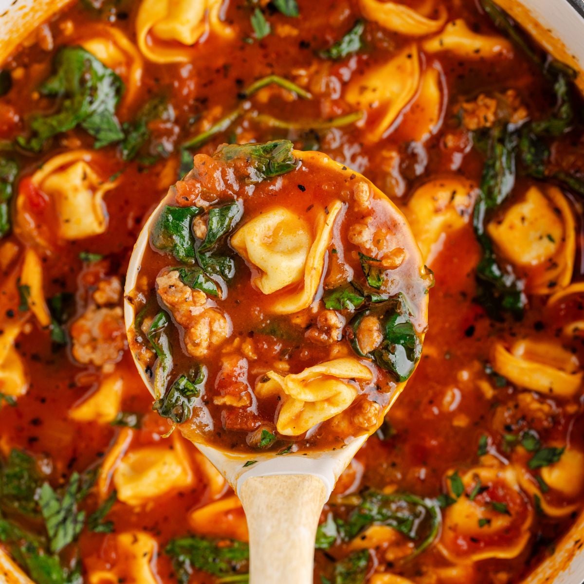 Sausage Spinach Tortellini Soup (Easy One-Pot Italian Soup)