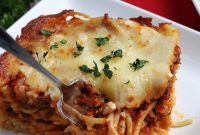 Rich Beef and Melted Cheese Baked Spaghetti