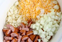 Hearty Slow Cooker Cheesy Kielbasa Hashbrown Bake