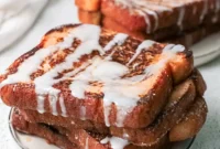 Cinnamon-Sugar Churro French Toast, Cream Cheese Glazed