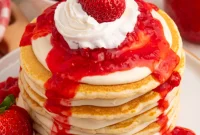 Decadent Strawberry Cheesecake Pancakes