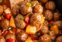 Glazed Slow Cooker Sweet and Sour Meatballs